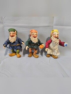 Vintage Kurt Adler Clothtique Paper Mache Whimsy Elf Holiday Christmas Lot Of 3